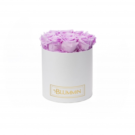 MEDIUM BLUMMIN WHITE BOX WITH BABY LILLY ROSES
