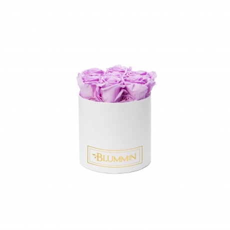 SMALL BLUMMIN WHITE BOX WITH BABY LILLY ROSES