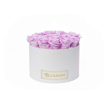 LARGE BLUMMIN WHITE BOX WITH BABY LILLY ROSES