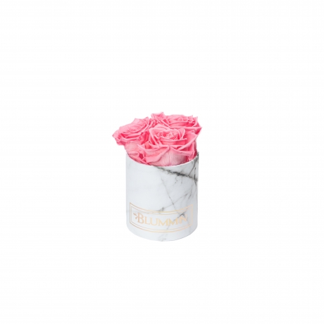 XS BLUMMiN - WHITE MARBLE BOX WITH BABY PINK ROSES