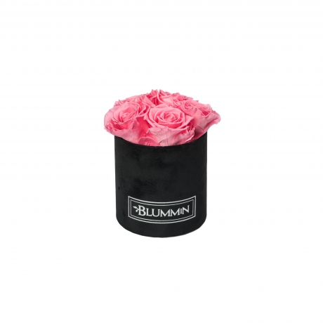 MIDI BLUMMiN BLACK VELVET BOX WITH BABY PINK ROSES