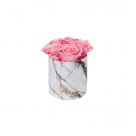MIDI BLUMMiN - WHITE MARBLE BOX WITH BABY PINK ROSES