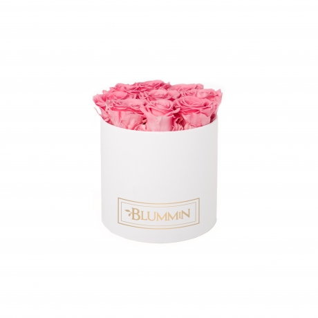 MEDIUM BLUMMIN WHITE BOX WITH BABY PINK ROSES