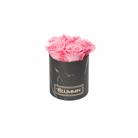 MIDI BLACK MARBLE BOX WITH BABY PINK ROSES