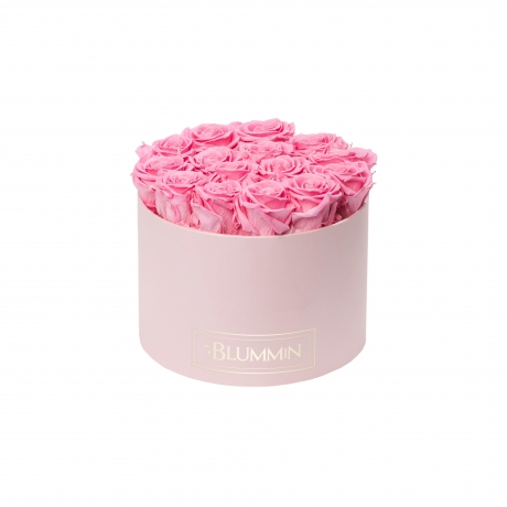 LARGE CLASSIC LIGHT PINK BOX WITH BABY PINK ROSES
