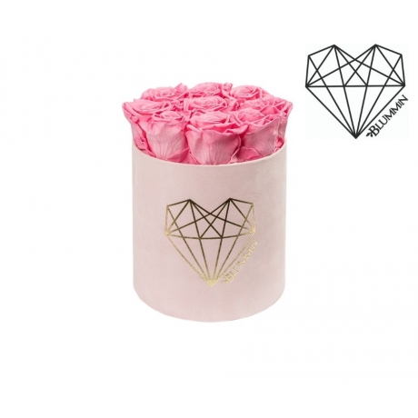 MEDIUM LOVE - LIGHT PINK VELVET BOX WITH BABY PINK ROSES