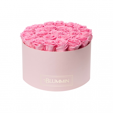 EXTRA LARGE BLUMMIN LIGHT PINK BOX WITH BABY PINK ROSES