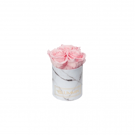 XS BLUMMiN - WHITE MARBLE BOX WITH BRIDAL PINK ROSES