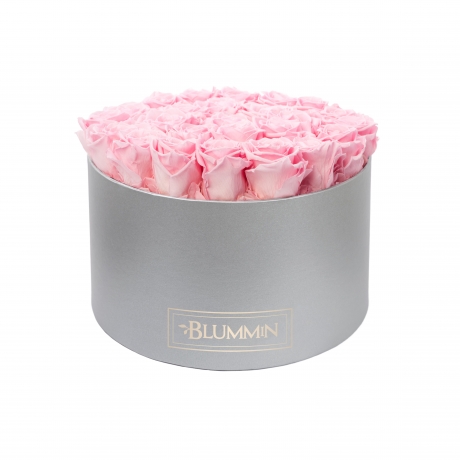 XL BLUMMiN - LIGHT GREY BOX WITH BRIDAL PINK ROSES