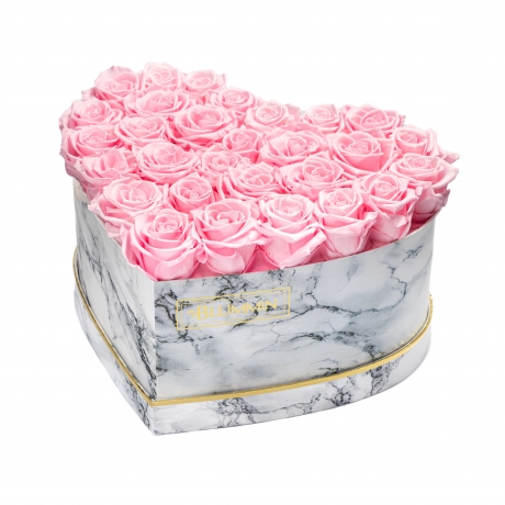 MARBLE FLOWERBOX WITH 29-31 BRIDAL PINK ROSES
