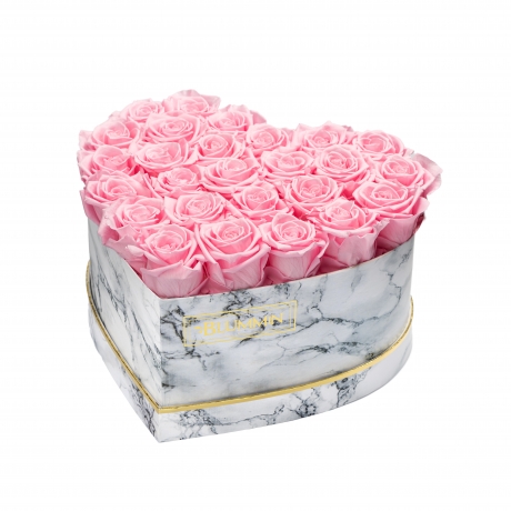 MARBLE FLOWERBOX WITH 25-27 BRIDAL PINK ROSES