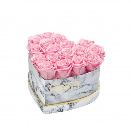 MARBLE FLOWERBOX WITH 17 BRIDAL PINK ROSES