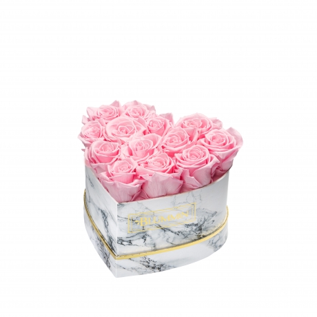 MARBLE FLOWERBOX WITH 17 BRIDAL PINK ROSES
