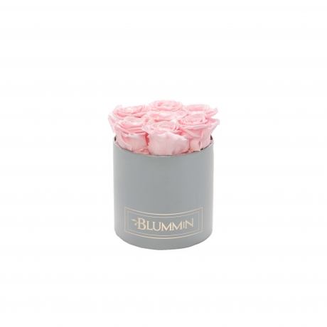 SMALL BLUMMiN - LIGHT GREY BOX WITH BRIDAL PINK ROSES