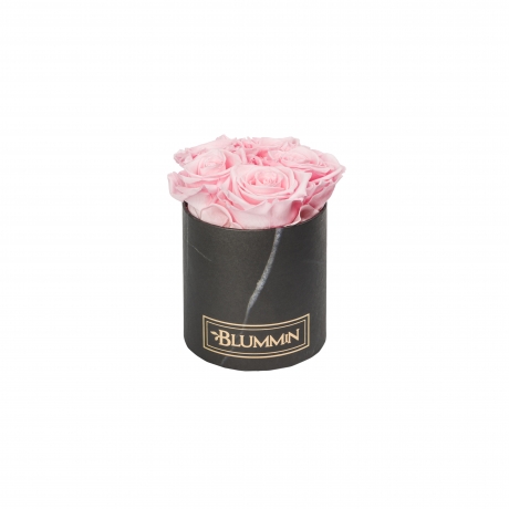 BLUMMIN MIDI BLACK MARBLE BOX WITH BRIDAL PINK ROSES