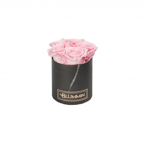 MIDI BLACK MARBLE BOX WITH BRIDAL PINK ROSES