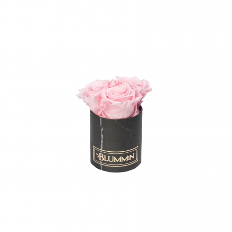 XS BLUMMiN - BLACK MARBLE BOX WITH BRIDAL PINK ROSES