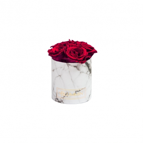 MIDI WHITE MARBLE BOX WITH CHERRY ROSES