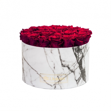 EXTRA LARGE BLUMMIN WHITE MARBLE BOX WITH CHERRY ROSES
