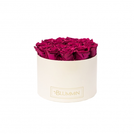 LARGE CLASSIC CREAM BOX WITH CHERRY LADY ROSES