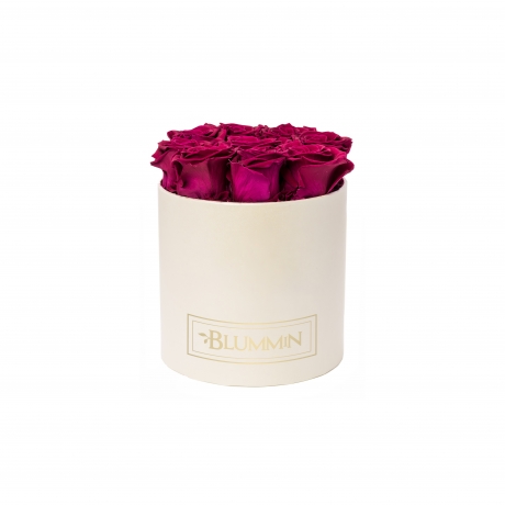  MEDIUM BLUMMIN CREAM BOX WITH  CHERRY ROSES