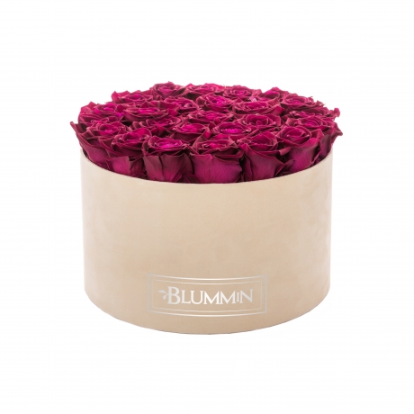 EXTRA LARGE VELVET NUDE BOX WITH CHERRY ROSES
