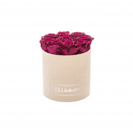 MEDIUM VELVET NUDE BOX WITH CHERRY LADY ROSES