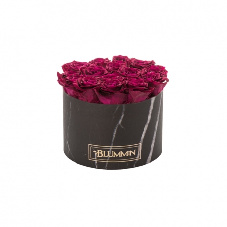 LARGE BLACK MARBLE BOX WITH DARK RED ROSES