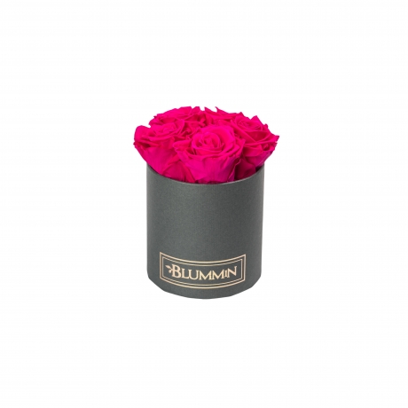 MIDI DARK GREY BOX WITH HOT PINK ROSES