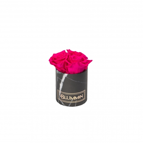 XS BLUMMIN - BLACK MARBLE BOX WITH HOT PINK ROSES
