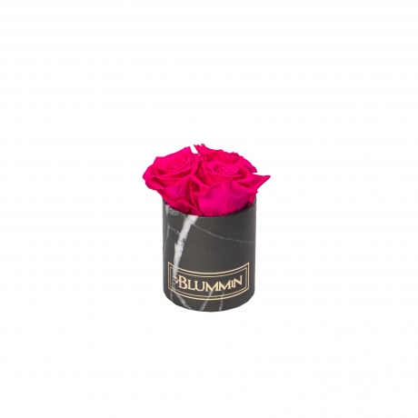 XS BLUMMiN - BLACK MARBLE BOX WITH HOT PINK ROSES