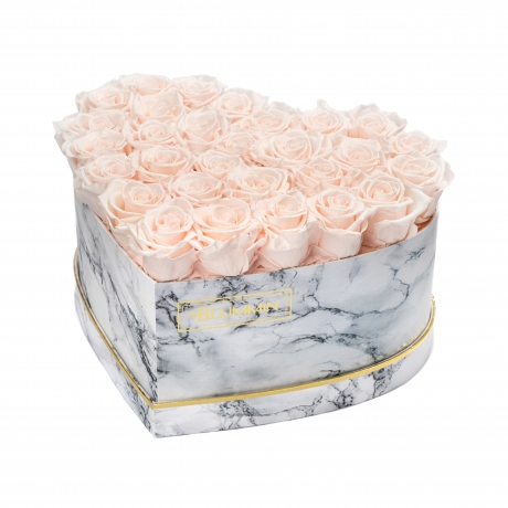 MARBLE FLOWERBOX WITH 29-31 ICE PNK ROSES