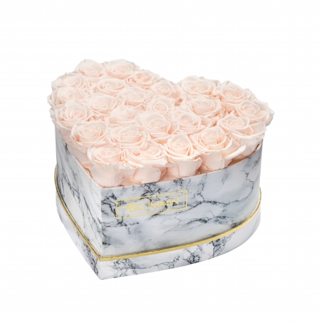 MARBLE FLOWERBOX WITH 25-27 ICE PINK ROSES