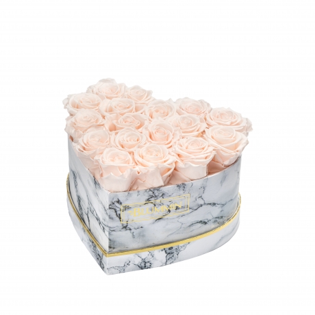 MARBLE FLOWERBOX WITH 17 ICE PINK ROSES