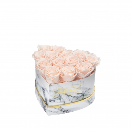 MARBLE FLOWERBOX WITH 13 ICE PINK ROSES