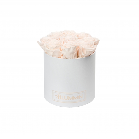 MEDIUM WHITE BOX WITH ICE PINK ROSES