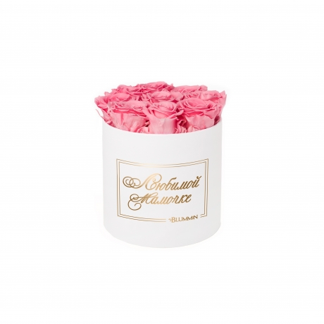 -15% ЛЮБИМОЙ МАМОЧКЕ - MEDIUM WHITE BOX WITH BABY PINK ROSES