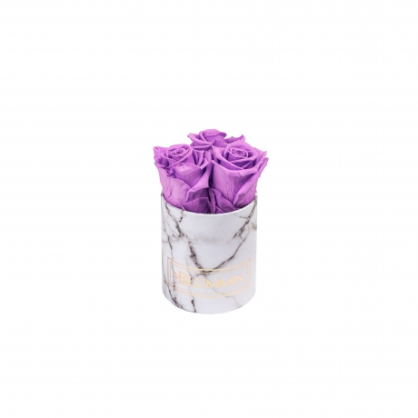 XS WHITE LEATHER BOX WITH VIOLET VAIN ROSES