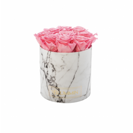 MEDIUM MARBLE COLLECTION - WHITE BOX WITH BABY PINK ROSES