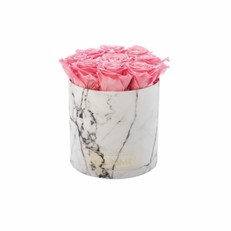  MEDIUM BLUMMIN WHITE MARMOR BOX WITH BABY PINK ROSES