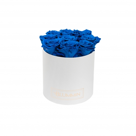 MEDIUM BLUMMiN - WHITE BOX WITH OCEAN BLUE ROSES
