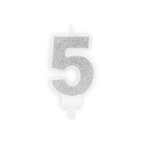 NR. 5 SILVER GLITTER BIRTHDAY CANDLE