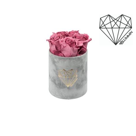 MIDI LOVE - LIGHT GREY VELVET BOX WITH VINTAGE PINK ROSES