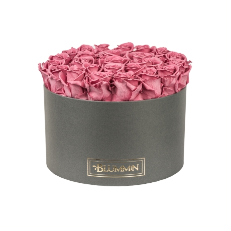EXTRA LARGE DARK GREY BOX WITH VINTAGE PINK ROSES