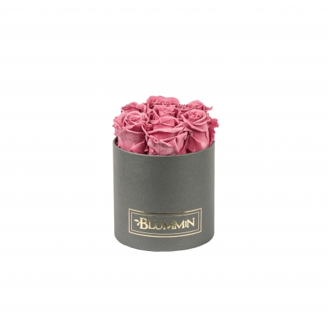 SMALL BLUMMiN DARK GREY BOX WITH VINTAGE PINK ROSES