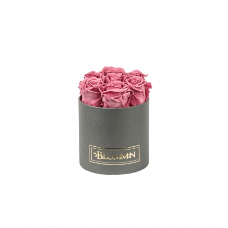 SMALL BLUMMIN DARK GREY BOX WITH VINTAGE PINK ROSES