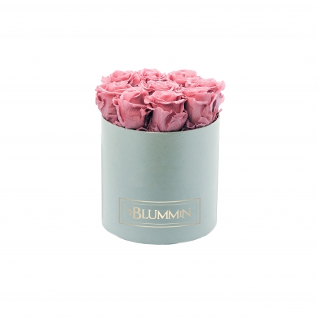  MEDIUM BLUMMIN LIGHT GREY BOX WITH VINTAGE PINK ROSES