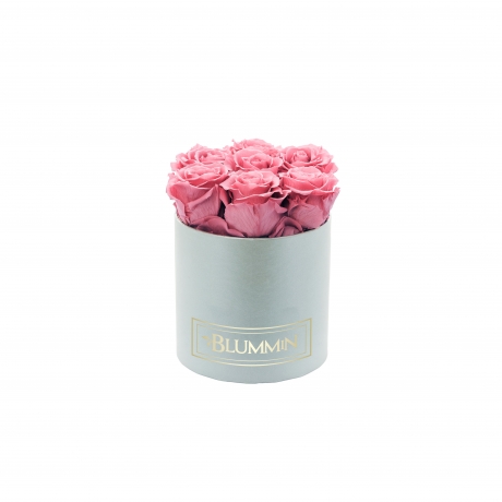 SMALL CLASSIC LIGHT GREY BOX WITH VINTAGE PINK ROSES