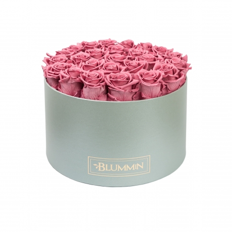 EXTRA LARGE LIGHT GREY BOX WITH VINTAGE PINK ROSES