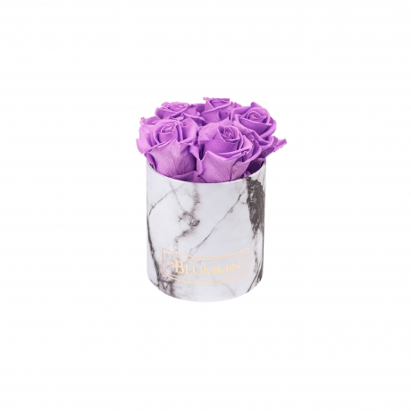 MIDI BLUMMIN WHITE MARBLE BOX WITH VIOLET VAIN ROSES